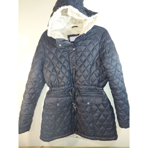 Madden Girl Faux Fur Lined Hood Puffer Quilted Large Black Jacket - Picture 11 of 15